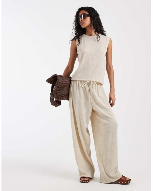 Vero Moda Natural Textured Plisse Sleeveless Top