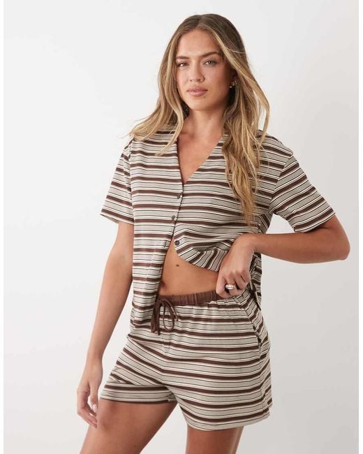 Threadbare Natural Ribbed Jersey Beach Shorts