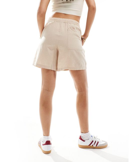 JJXX Natural Linen Blend Pull On Shorts