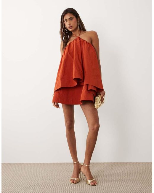 ASOS Red Halter Neck Trapeze Mini Dress