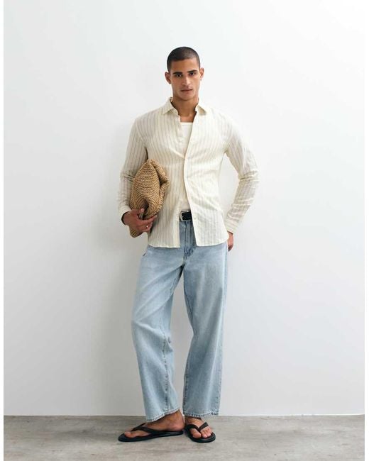 Mango White Long Sleeve Shirt for men