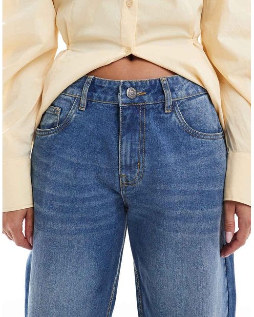 Daisy Street Blue Luna Mid Rise Relaxed Straight Leg Jean