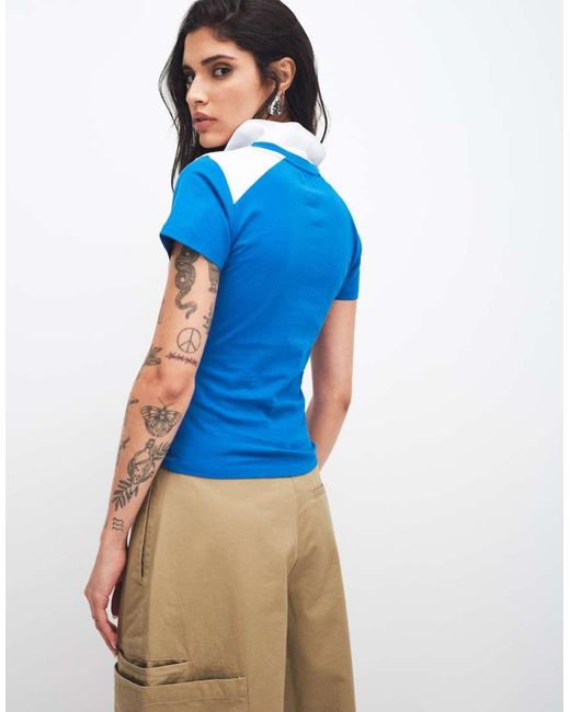 The Frolic Blue Exclusive Cotton 'italia' Script Soccer Collared Baby Tee