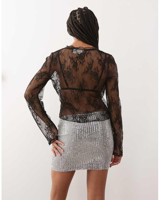 Noisy May Natural Sequin Mini Skirt