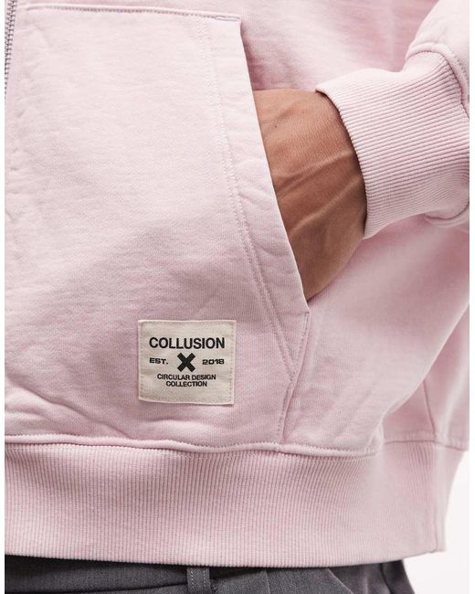 Collusion Pink Circular Design Collection Heavyweight Zip Through Hoodie