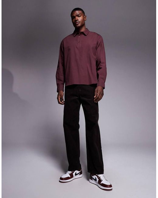 ASOS Purple Oversized Poplin Rugby Shirt for men