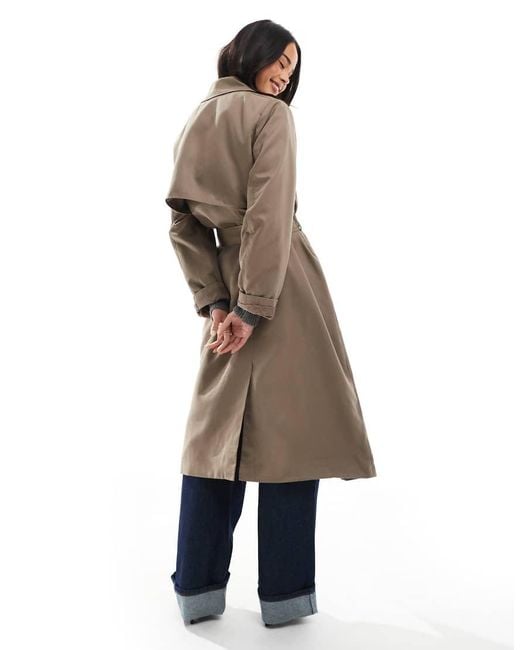 Pieces Brown Belted Trench Coat