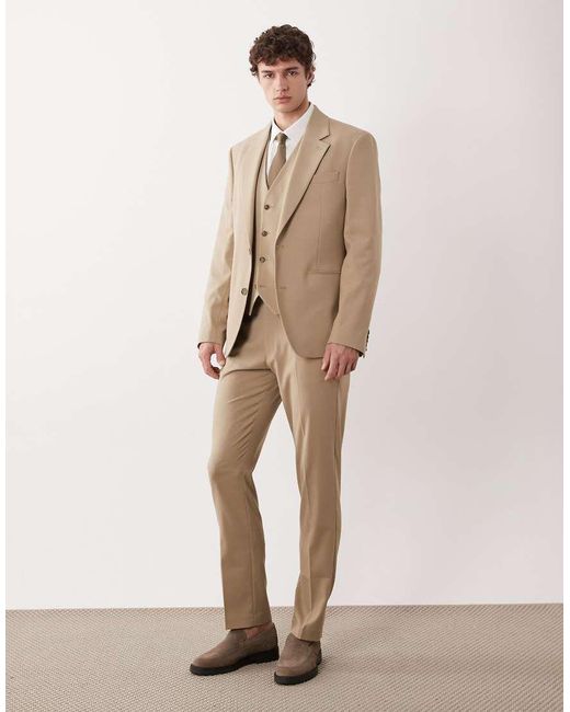ASOS Natural Slim Suit Vest for men