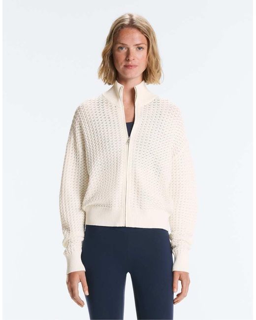 Oysho White Openwork Knit Jacket