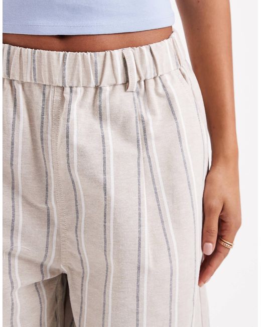 ASOS White Linen Look Barrel Trousers