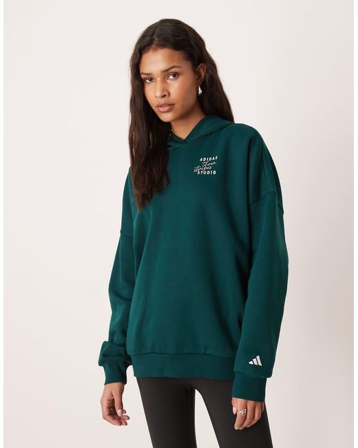 Adidas Originals Green Three Stripes Studios Hoodie