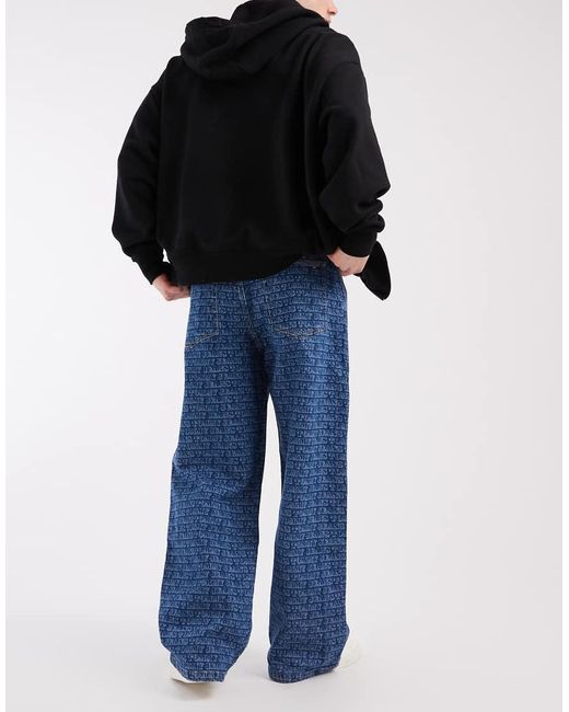 Tommy Hilfiger Blue Theo baggy Jeans With All Over Print for men
