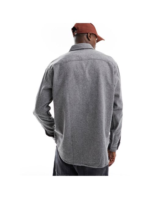 SELECTED Gray Twill Overshirt for men