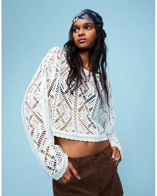 Bershka White Rustic Sweater