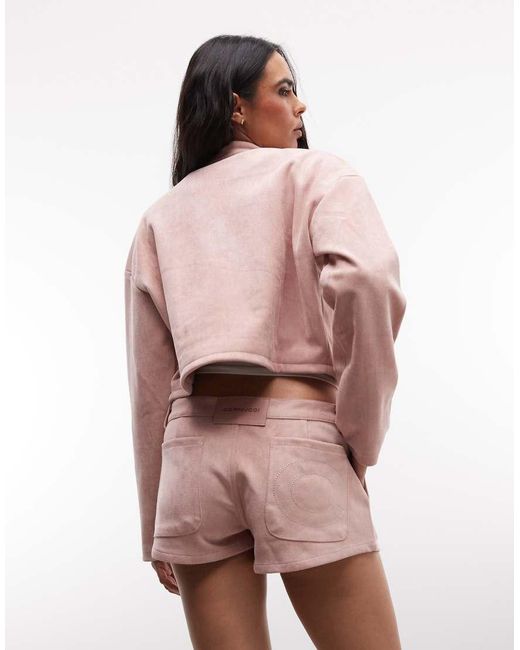 CERNUCCI Pink Faux Suede Micro Shorts