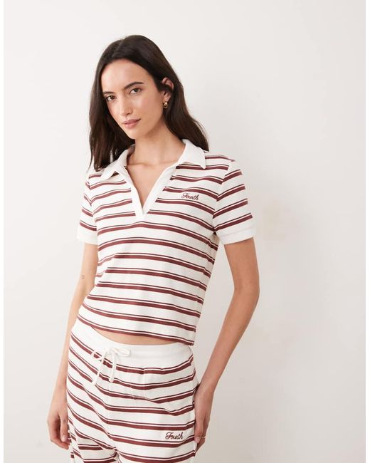 4th & Reckless Ribbed Logo Front Collared Polo Top Co-ord