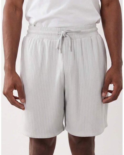ASOS Natural Oversized Ribbed Jersey Shorts for men