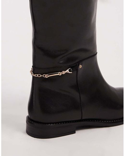 Bronx Fe-lise Contrast Detail Riding Boot in Black | Lyst UK