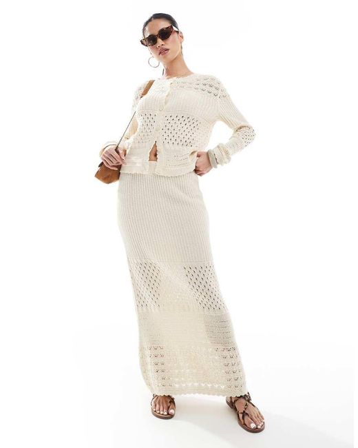 Falda Larga Color Crema De Croché De (Parte De Un Conjunto)-Blanco Vero Moda de color White
