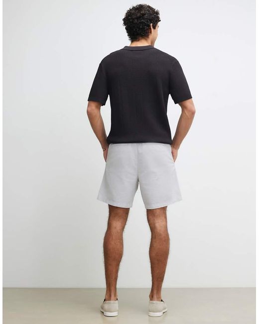 River Island White Regular Fit Linen Blend Pull On Shorts for men