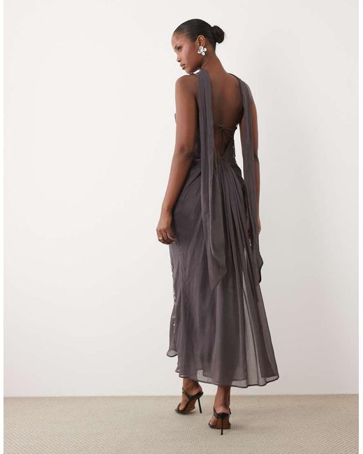 ASOS Multicolor Floral Embellished Cami Maxi Dress With Scarf