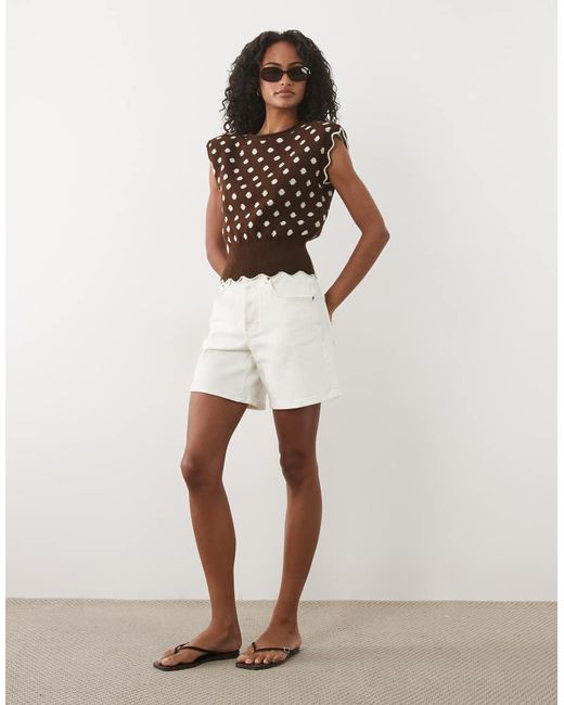 Miss Selfridge Multicolor Knitted Top With Deep Waistband