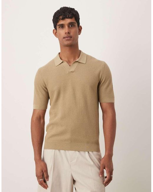 Camisa Tostada De Manga Corta Con Cuello De Solapas De Algodón De -Marrón Mango de hombre de color Natural