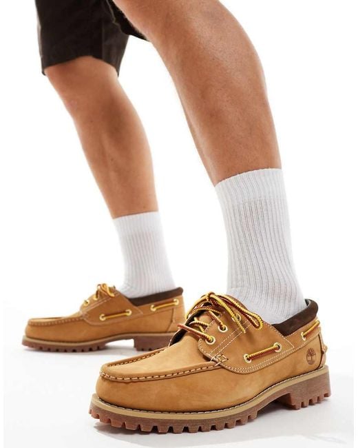 Timberland White Authentic Boat Shoes Wheat Nubuck for men
