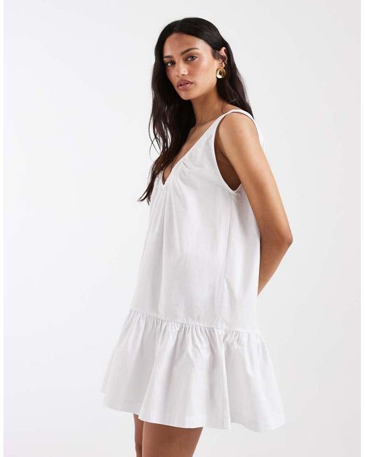 ASOS White Lace Trim V Neck Mini Dress