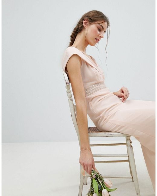 bardot maxi bridesmaid dress