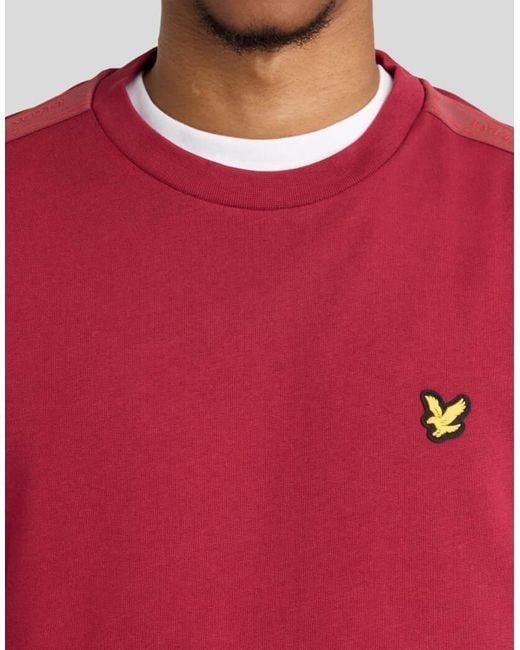 Lyle & Scott Red Mid Layers Jacquard Tape Crew Neck for men