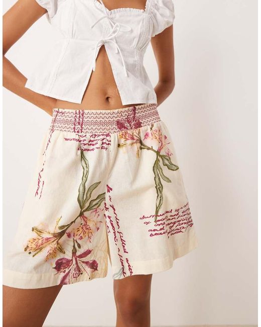 ASOS Natural Shirred Waist Shorts