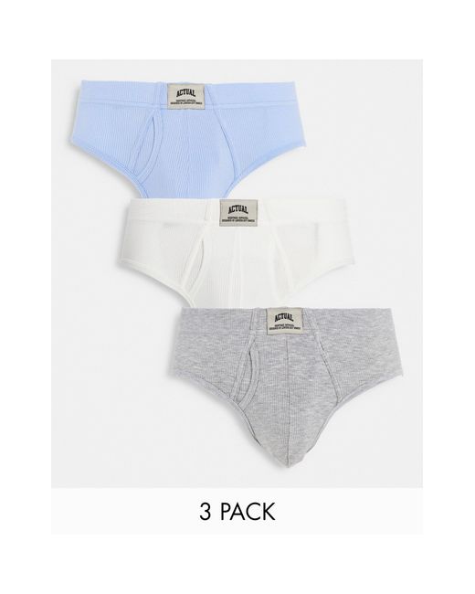 ASOS Multicolor 3 Pack Of Ribbed Briefs for men