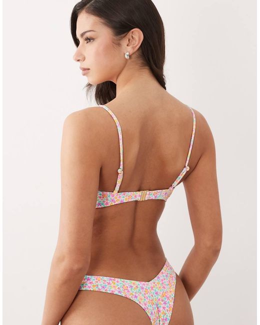Kulani Kinis Pink Field Trip Underwire Cropped Bikini Top