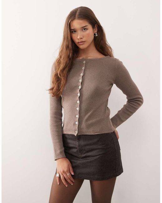 Reclaimed Vintage Brown Neat Fit Knitted Cardigan