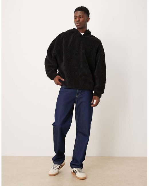 Sudadera Negra Ultragrande Con Capucha De Borreguito De ASOS de hombre de color Black