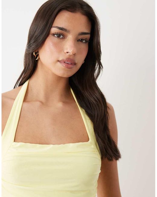 ASOS Yellow Dropped Waist Halter Mini Dress