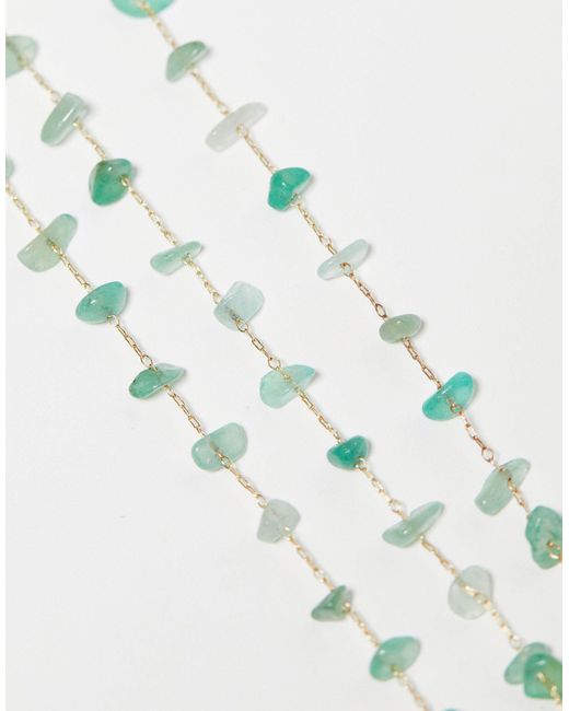 ASOS Natural Sunglasses Chain With Green Real Semi Precious Chippings