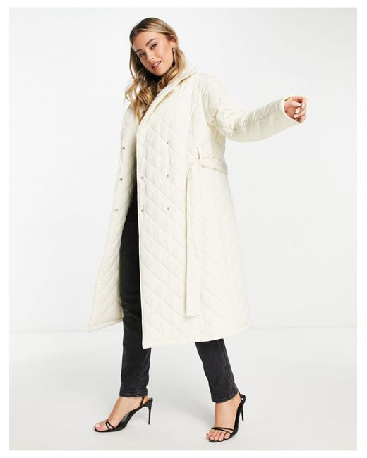 Forever New Natural Quilted Wrap Coat