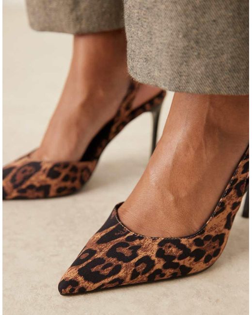 Zapatos Destalonados De Tacón Alto Con Estampado De Polar D'Orsay De ASOS de color Black
