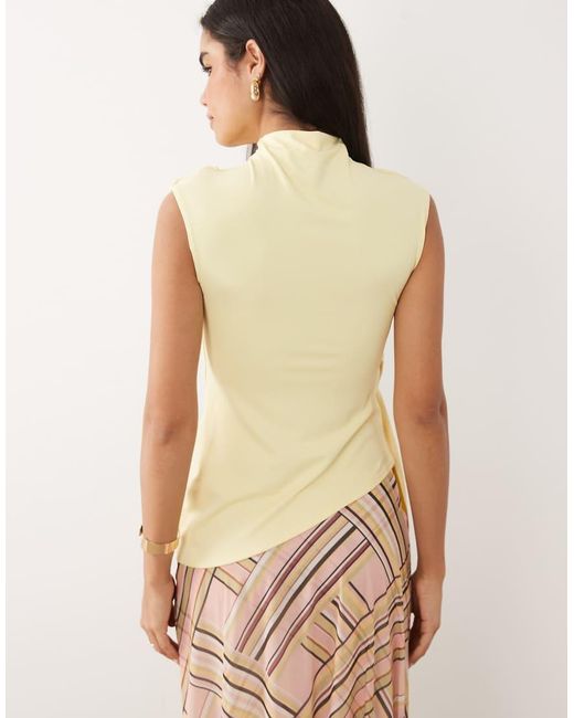 ASOS Natural Grown On Neck Sleeveless Top With Tie Detail