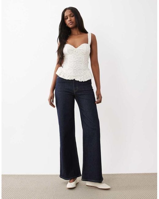 Gina Tricot White Corset Detail Lace Top