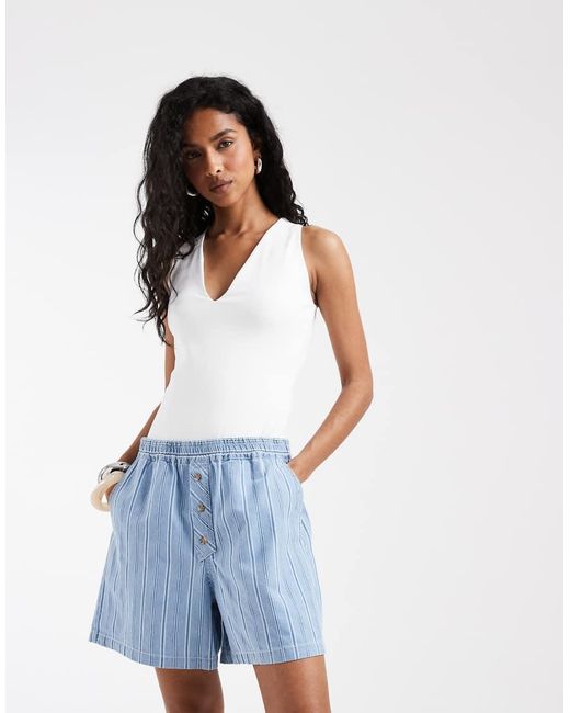 Object Blue Boxer Style Denim Shorts