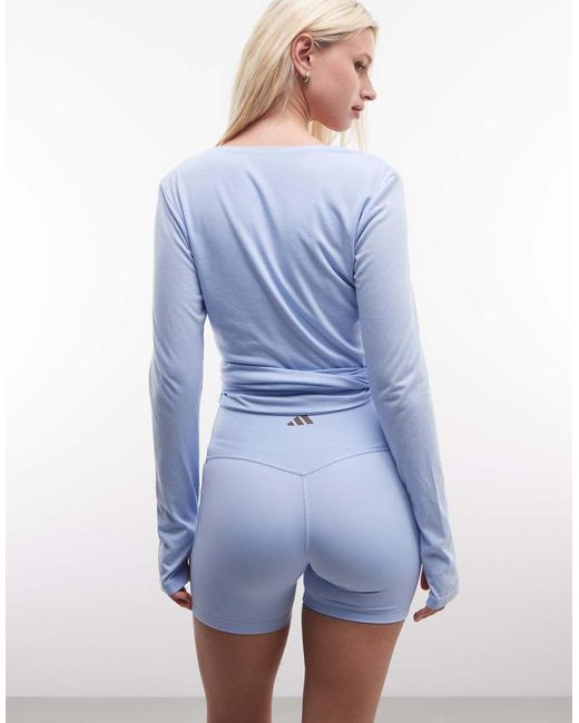 Adidas Originals Blue Three Stripes Studios Ballet Wrap Top