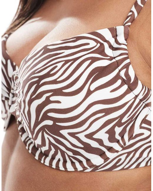 Abercrombie & Fitch Brown Swimwear Ruched Underwire Curve Love Bikini Top