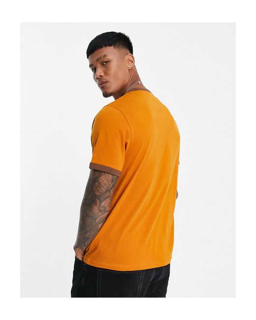 Camiseta con ribetes marrón ocre Farah de hombre de color Naranja | Lyst