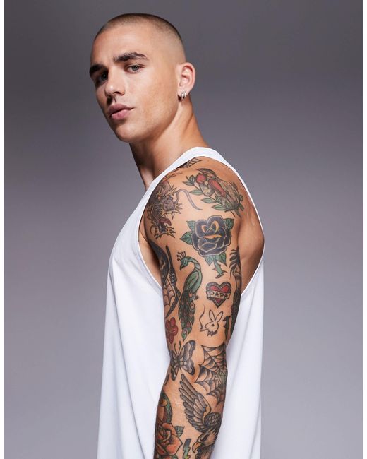 4505 White Icon Quick Dry Training Singlet With Racer Back for men