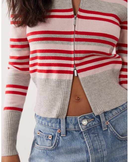 Cotton On Red Everfine Fitted Hooded Knit Cardigan