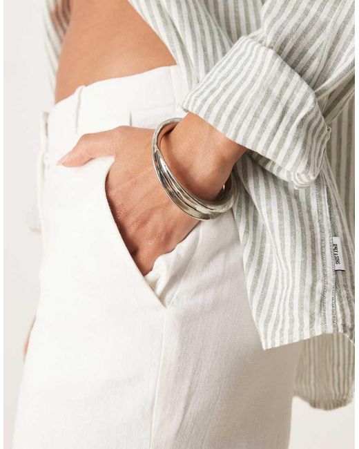 Abercrombie & Fitch Natural Curve High Rise Linen Tailored Trousers