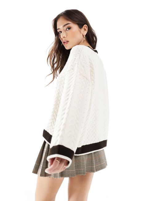 Men's Cable Knit Jacquard Pullover Sweater - Long Sleeve, Chunky Knit, Sizes S To XL, Grey & Black 8 thumbnail image